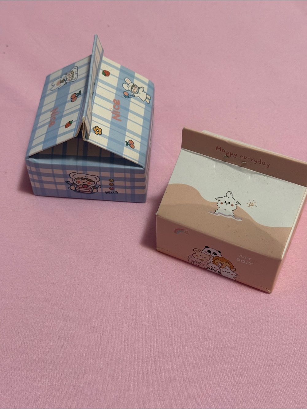 Small Kawaii Paper Notepad Cartons / Boxes from Japan - Baby Blue and Pink